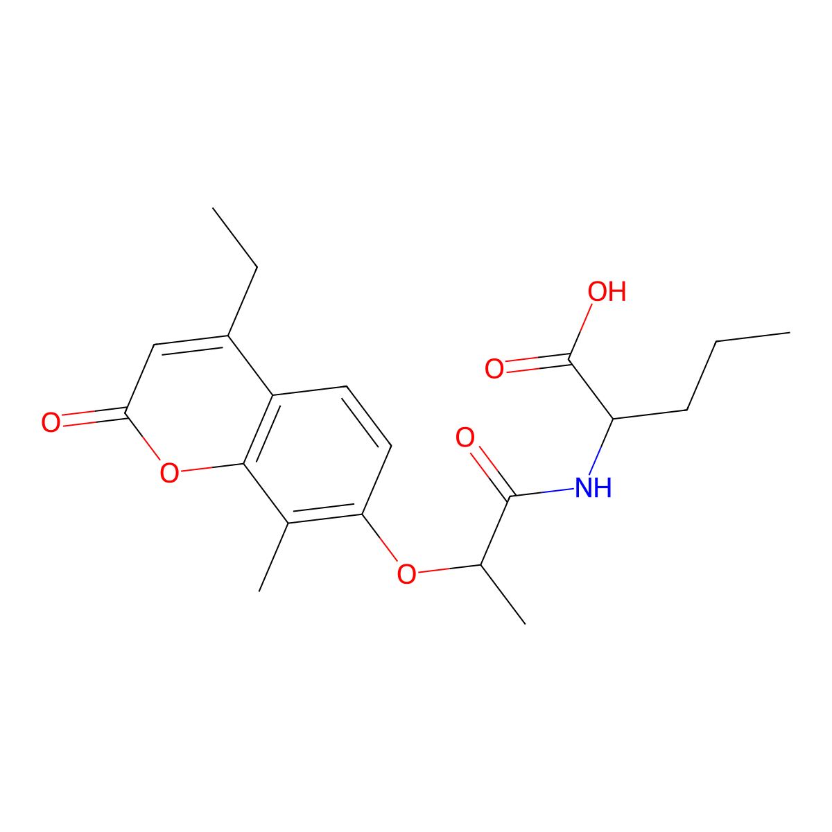 N-{2-[(4-ethyl-8-methyl-2-oxo-2H-chromen-7-yl)oxy]propanoyl}norvaline molecular structure, CAS 1009163-01-2