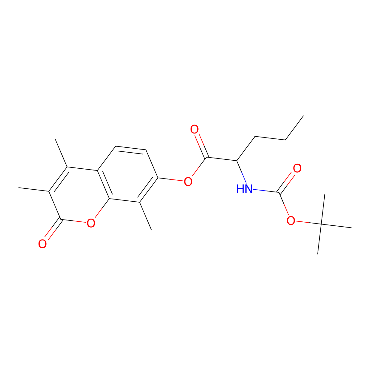 3,4,8-trimethyl-2-oxo-2H-chromen-7-yl N-(tert-butoxycarbonyl)norvalinate molecular structure, CAS 1009163-09-0