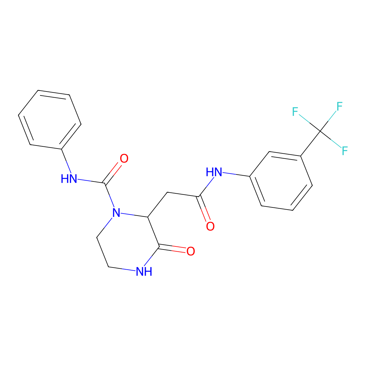 3-oxo-2-(2-oxo-2-{[3-(trifluoromethyl)phenyl]amino}ethyl)-N-phenylpiperazine-1-carboxamide molecular structure, CAS 1009163-19-2