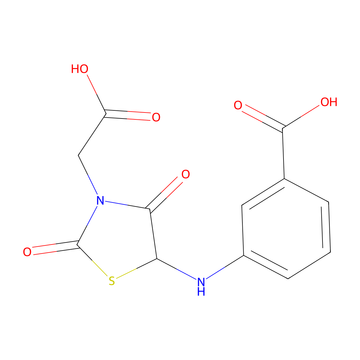3-((3-(Carboxymethyl)-2,4-dioxothiazolidin-5-yl)amino)benzoic acid molecular structure, CAS 1009163-24-9
