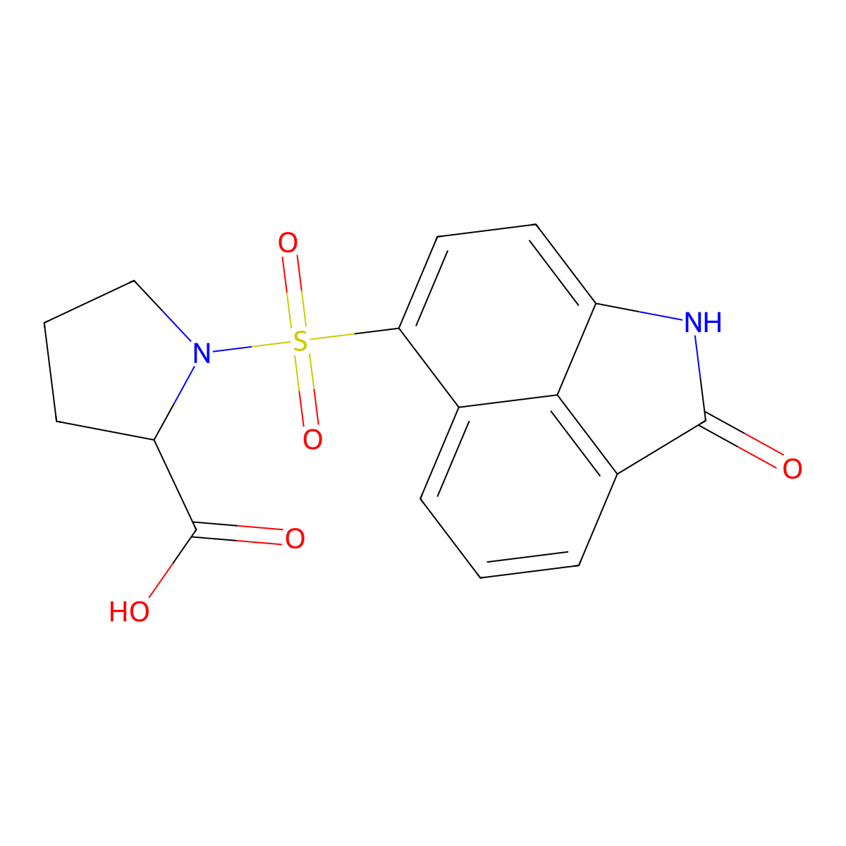 1-((2-Oxo-1,2-dihydrobenzo[cd]indol-6-yl)sulfonyl)pyrrolidine-2-carboxylic acid molecular structure, CAS 1009164-76-4