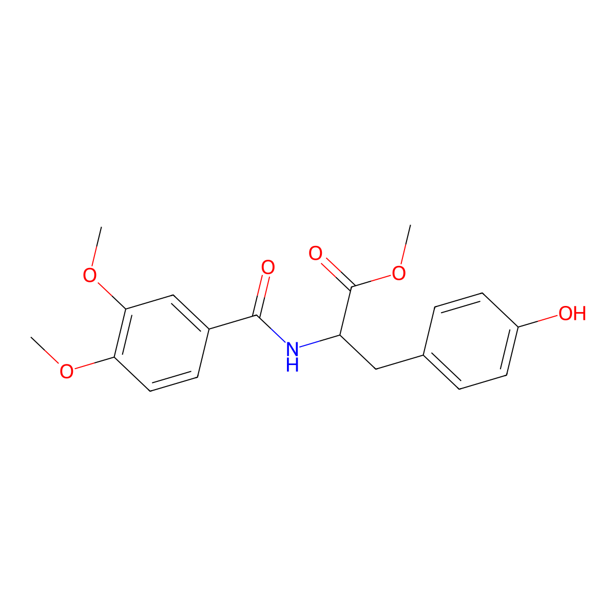 Methyl 2-(3,4-dimethoxybenzamido)-3-(4-hydroxyphenyl)propanoate molecular structure, CAS 1009165-26-7