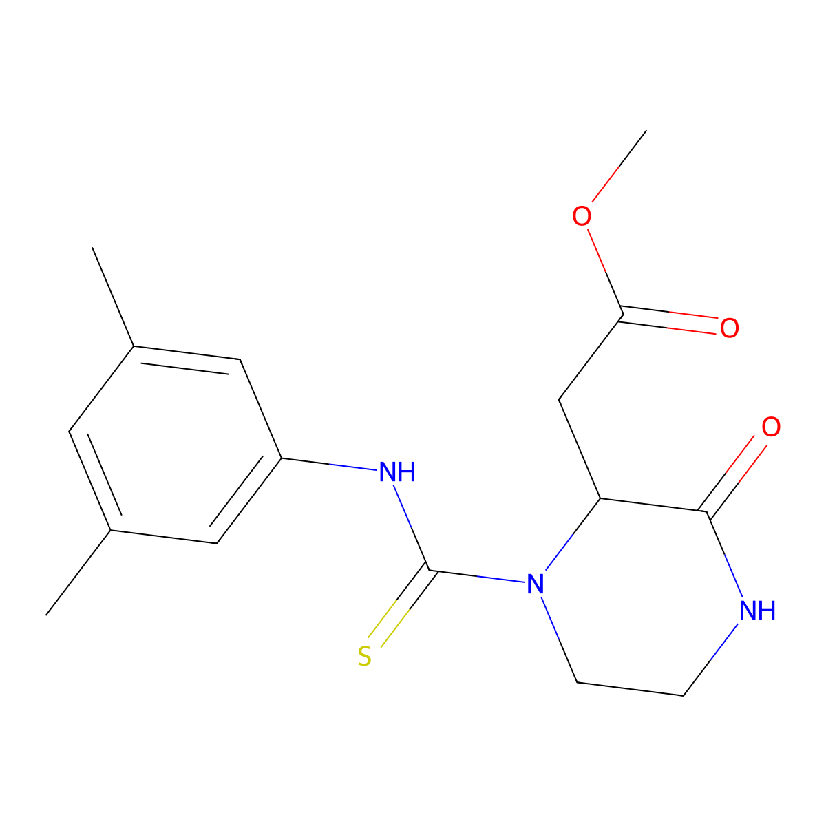Methyl {1-[(3,5-dimethylphenyl)carbamothioyl]-3-oxopiperazin-2-yl}acetate molecular structure, CAS 1009166-32-8