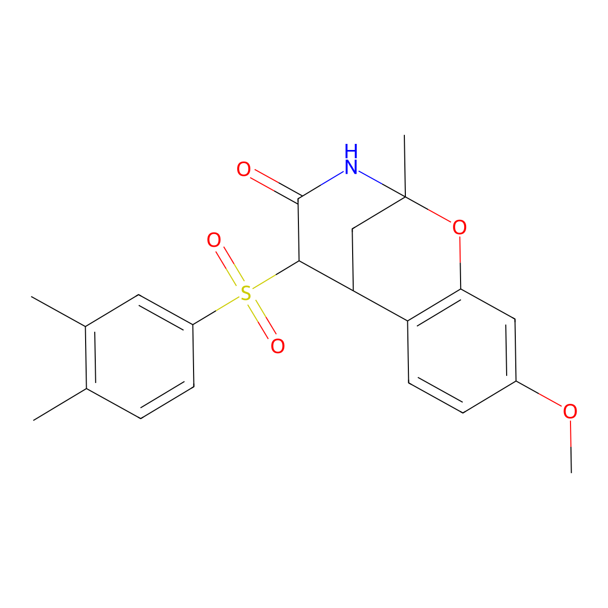 5-((3,4-dimethylphenyl)sulfonyl)-9-methoxy-2-methyl-5,6-dihydro-2H-2,6-methanobenzo[g][1,3]oxazocin-4(3H)-one molecular structure, CAS 1009166-40-8