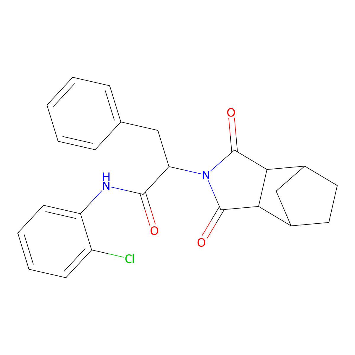N-(2-chlorophenyl)-2-(1,3-dioxooctahydro-2H-4,7-methanoisoindol-2-yl)-3-phenylpropanamide molecular structure, CAS 1009168-02-8