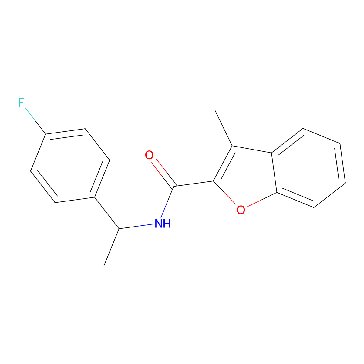 N-[1-(4-fluorophenyl)ethyl]-3-methyl-1-benzofuran-2-carboxamide molecular structure, CAS 1009168-22-2