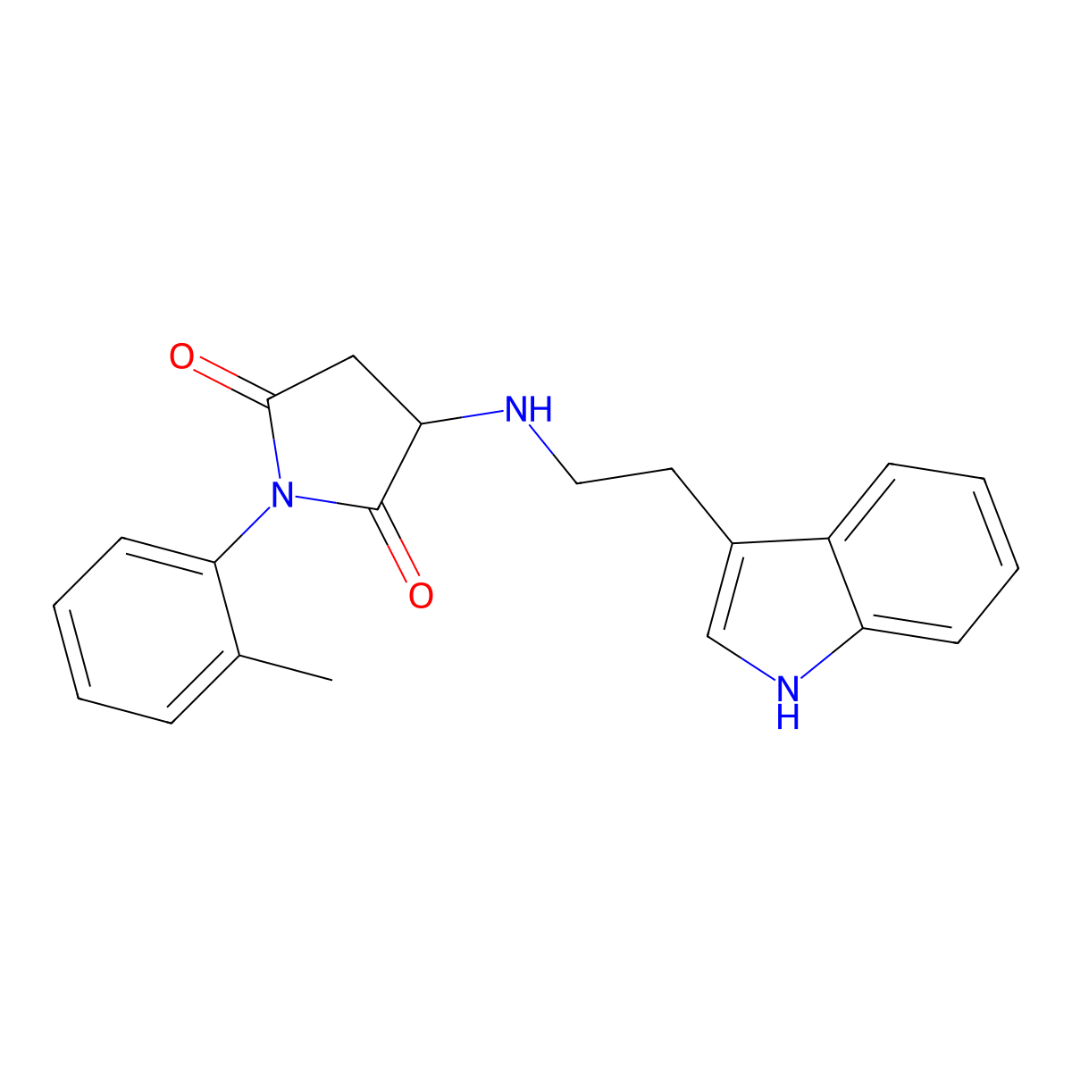 3-{[2-(1H-indol-3-yl)ethyl]amino}-1-(2-methylphenyl)pyrrolidine-2,5-dione molecular structure, CAS 1009169-22-5