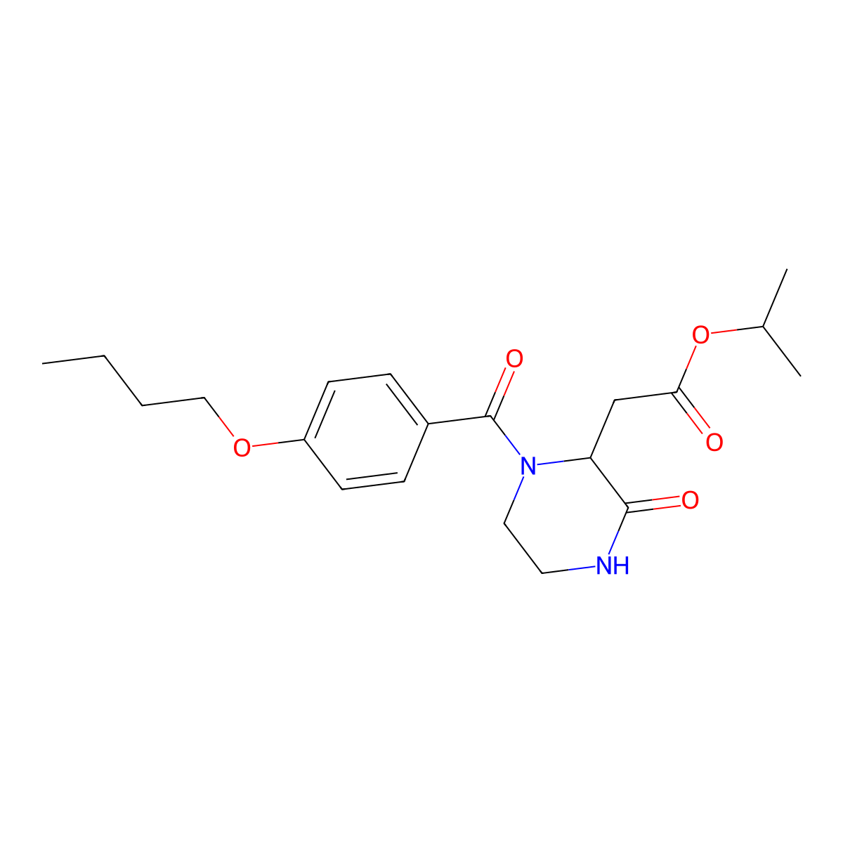 Propan-2-yl 2-[1-(4-butoxybenzoyl)-3-oxopiperazin-2-yl]acetate molecular structure, CAS 1009172-14-8