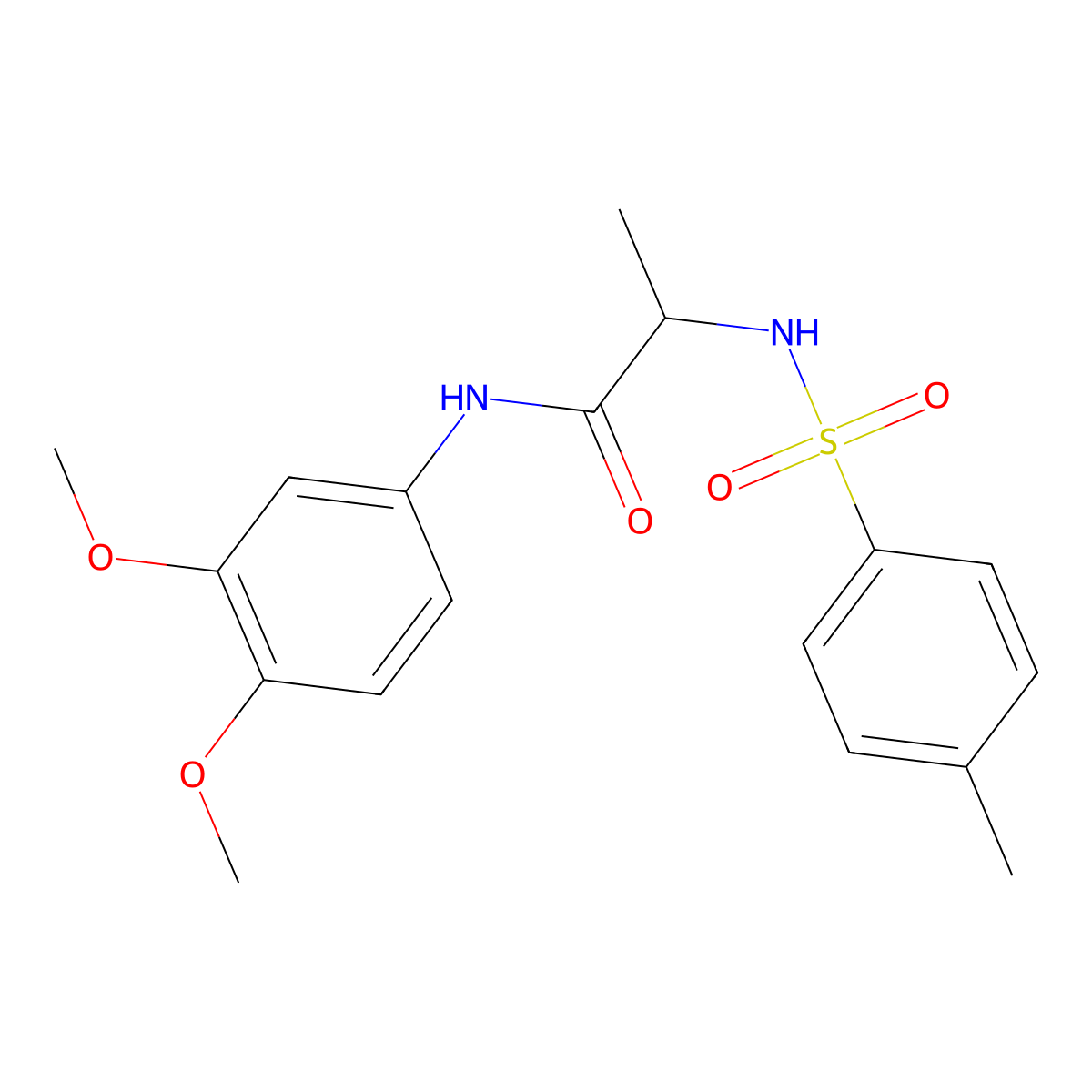 N-(3,4-dimethoxyphenyl)-2-[(4-methylphenyl)sulfonylamino]propanamide molecular structure, CAS 1009181-02-5