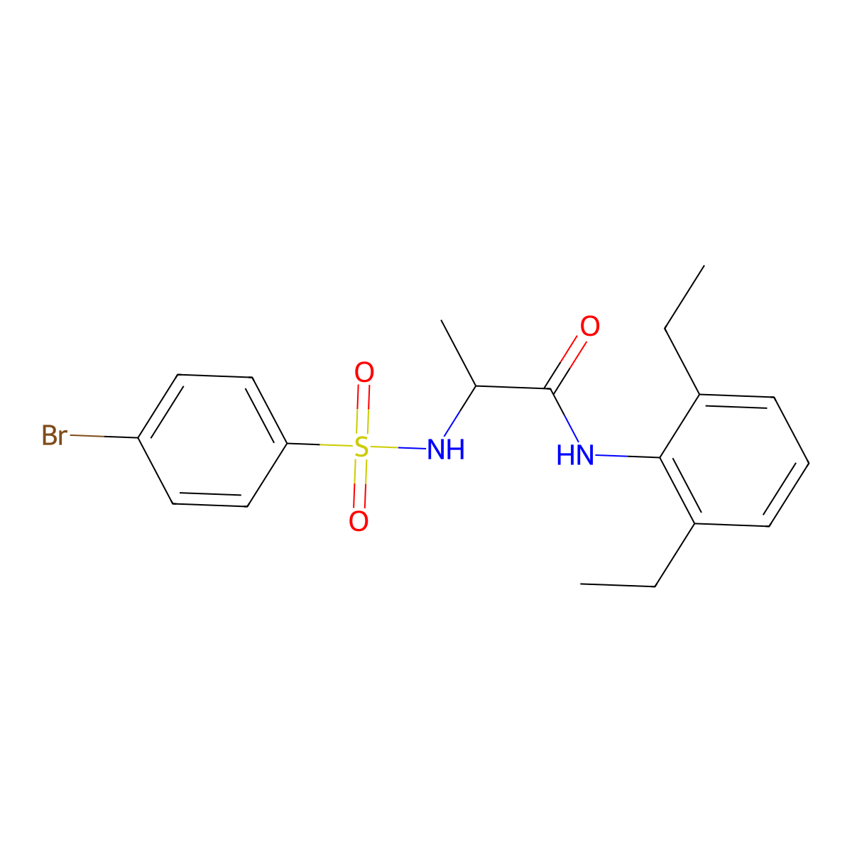 2-[(4-bromophenyl)sulfonylamino]-N-(2,6-diethylphenyl)propanamide molecular structure, CAS 1009181-49-0