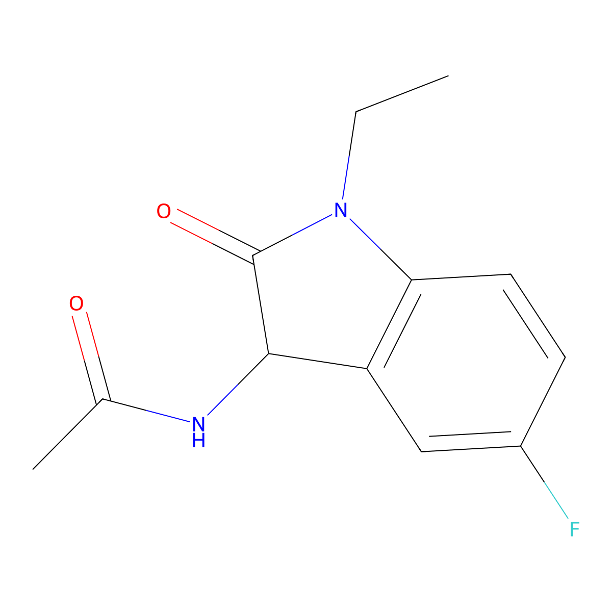 N-(1-ethyl-5-fluoro-2-oxoindolin-3-yl)acetamide molecular structure, CAS 1009181-80-9