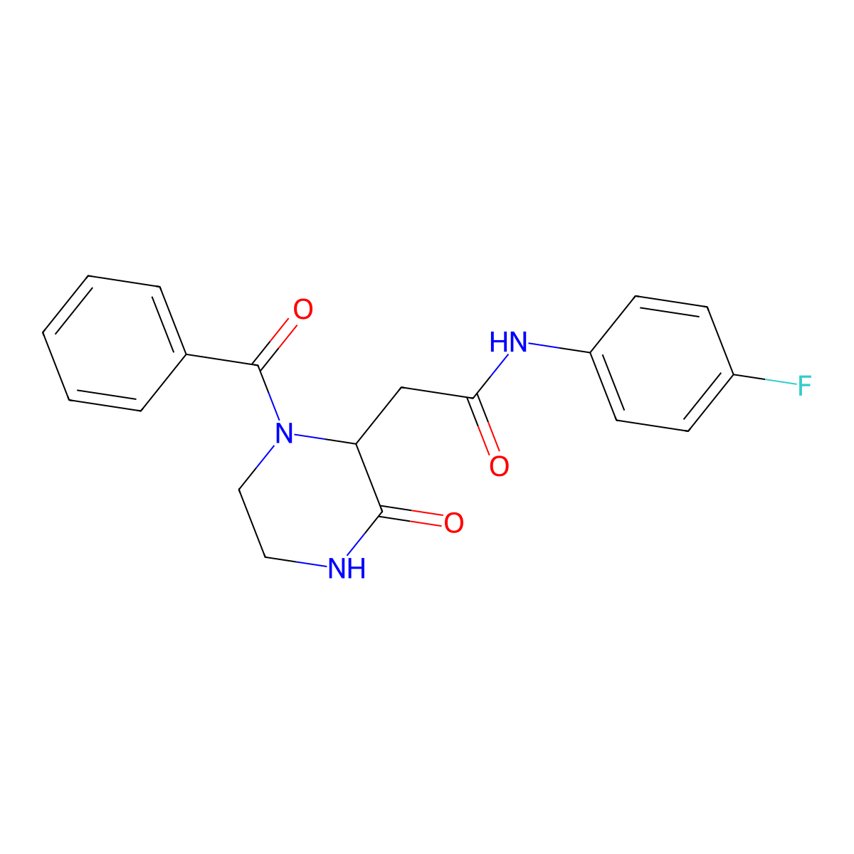 2-(1-benzoyl-3-oxopiperazin-2-yl)-N-(4-fluorophenyl)acetamide molecular structure, CAS 1009184-09-1