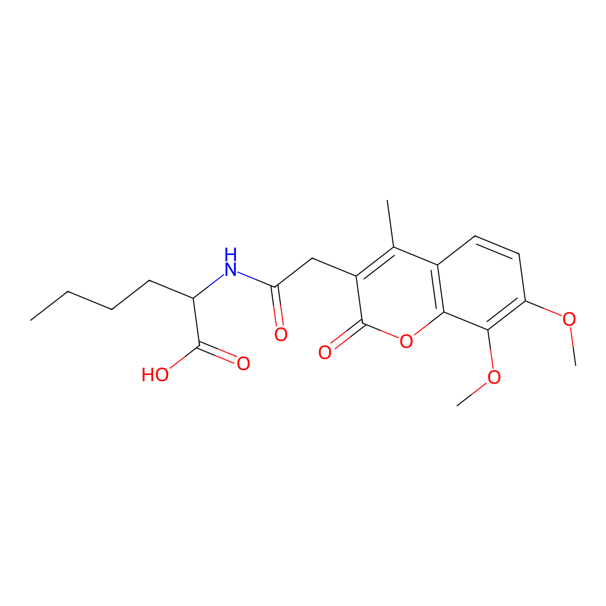 N-[(7,8-dimethoxy-4-methyl-2-oxo-2H-chromen-3-yl)acetyl]norleucine molecular structure, CAS 1009184-53-5