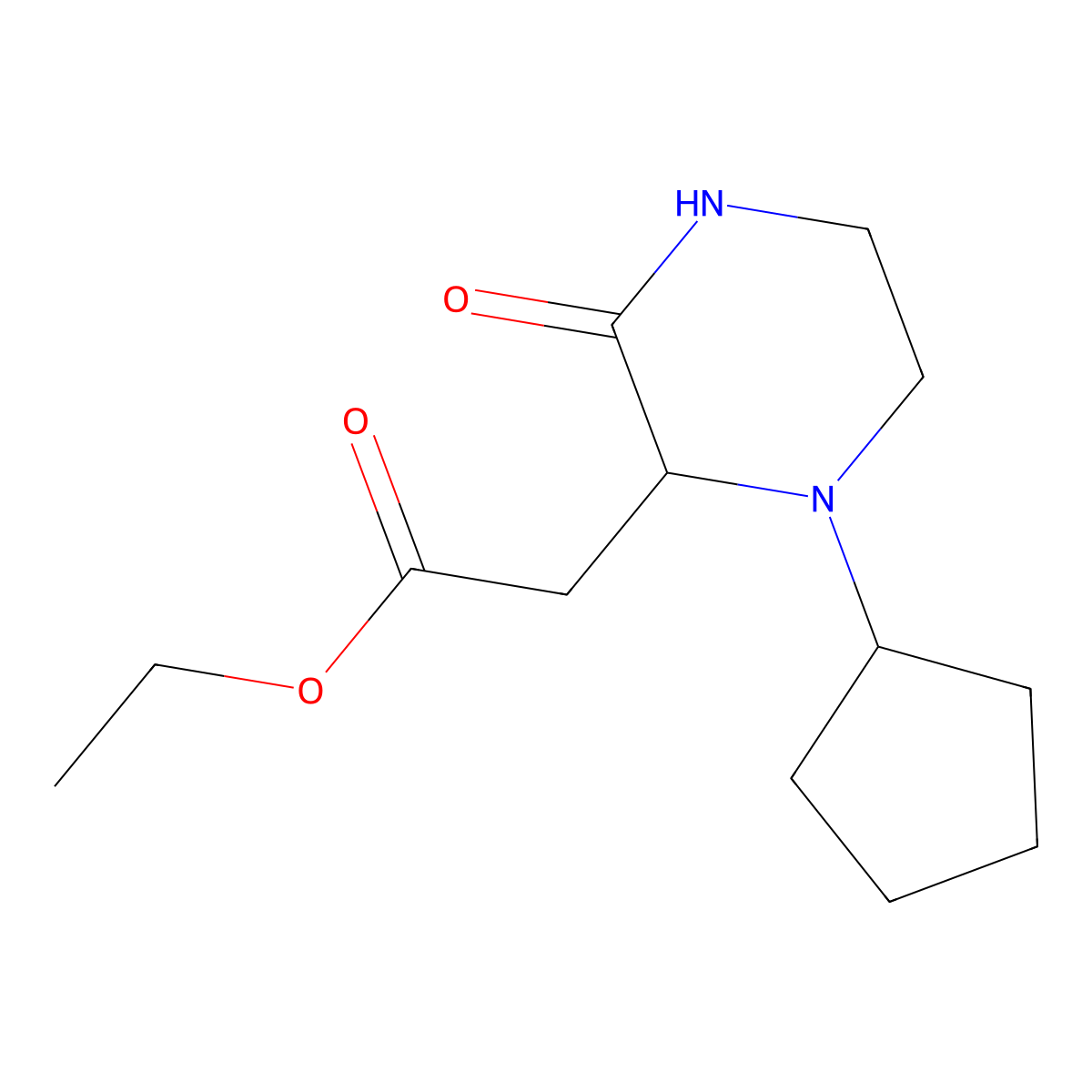 Ethyl 2-(1-cyclopentyl-3-oxopiperazin-2-yl)acetate molecular structure, CAS 1009189-83-6