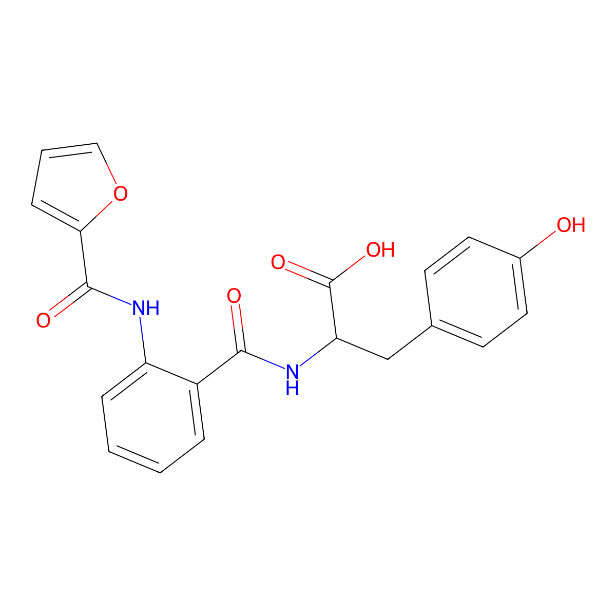 2-[[2-(furan-2-carbonylamino)benzoyl]amino]-3-(4-hydroxyphenyl)propanoic Acid molecular structure, CAS 1009189-84-7