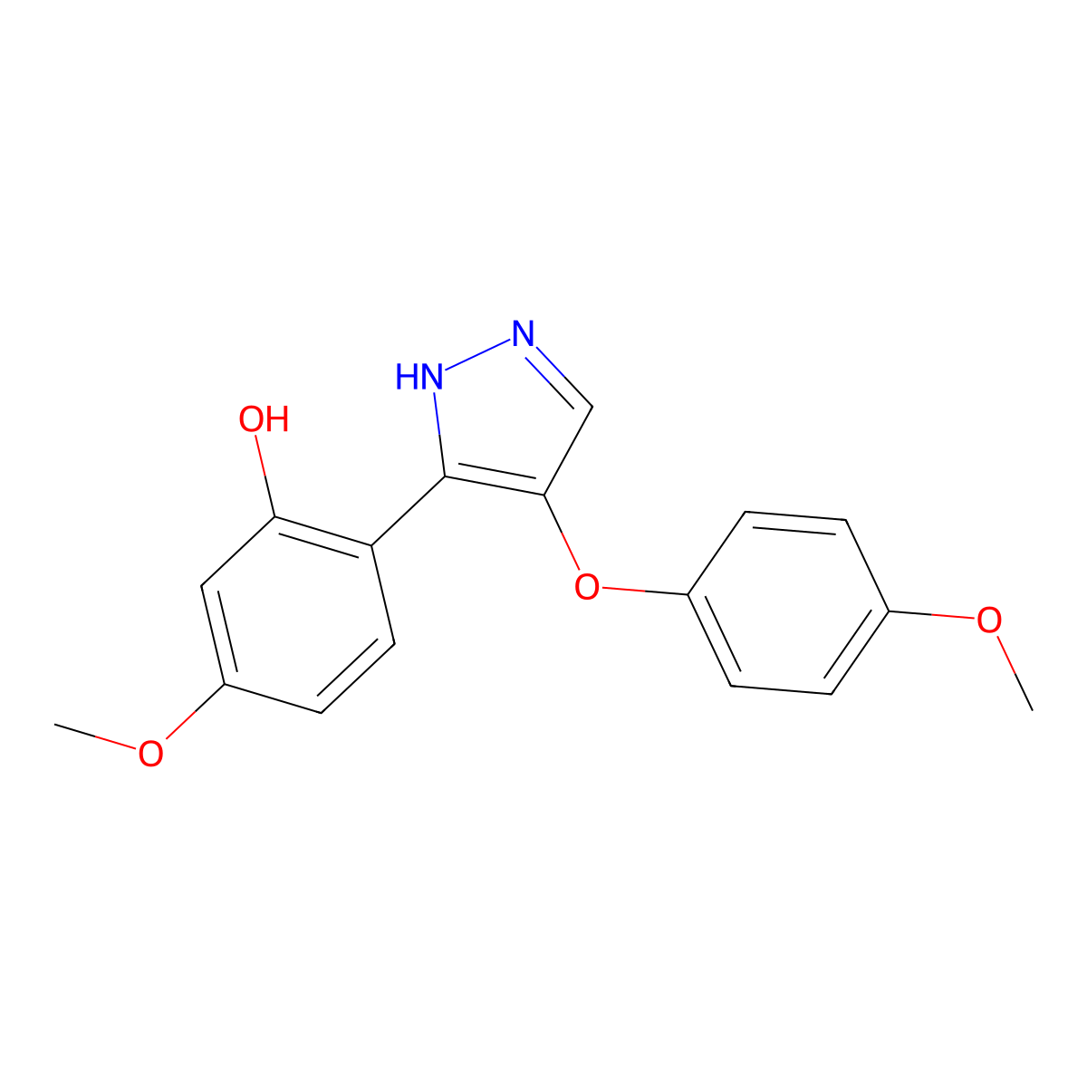 5-methoxy-2-[4-(4-methoxyphenoxy)-1H-pyrazol-3-yl]phenol molecular structure, CAS 1009191-86-9