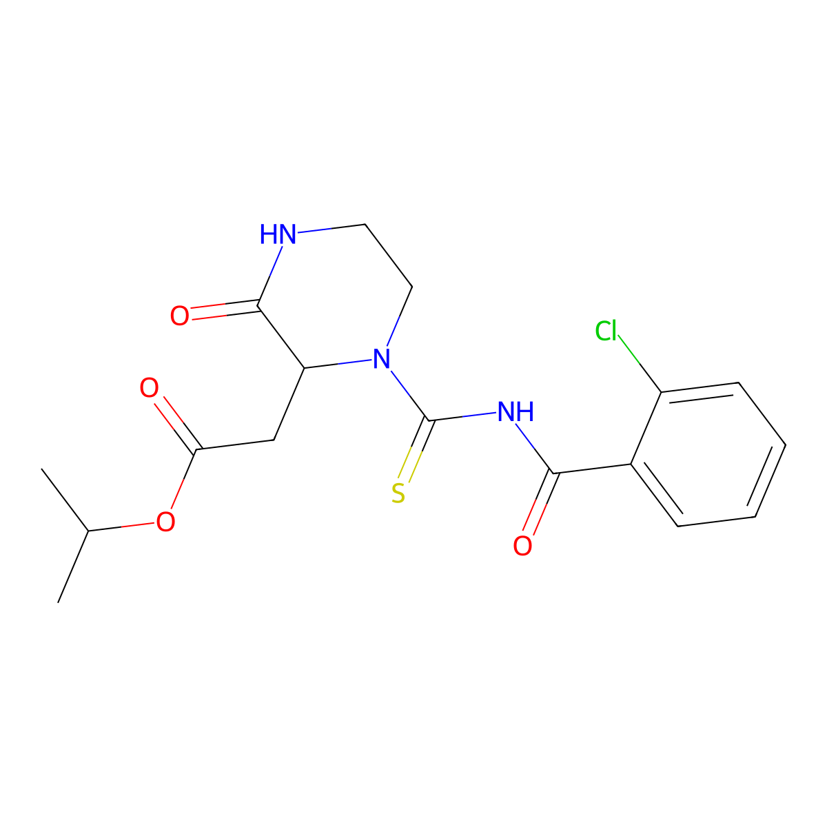 Isopropyl (1-{[(2-chlorobenzoyl)amino]carbonothioyl}-3-oxo-2-piperazinyl)acetate molecular structure, CAS 1009204-30-1