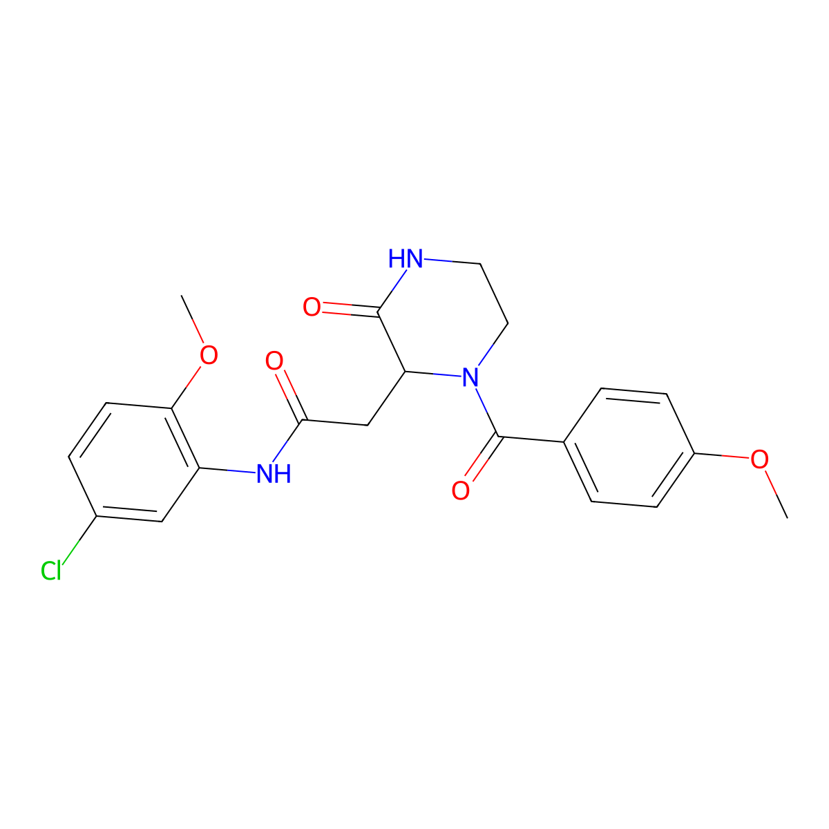 N-(5-chloro-2-methoxyphenyl)-2-[1-(4-methoxybenzoyl)-3-oxopiperazin-2-yl]acetamide molecular structure, CAS 1009227-09-1