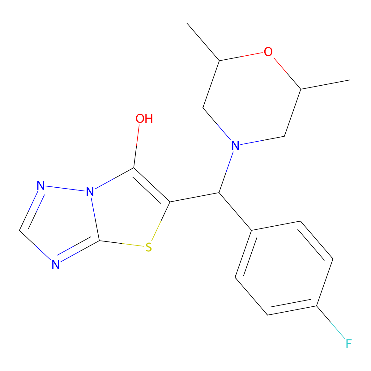 5-((2,6-Dimethylmorpholino)(4-fluorophenyl)methyl)thiazolo[3,2-b][1,2,4]triazol-6-ol molecular structure, CAS 1009227-35-3