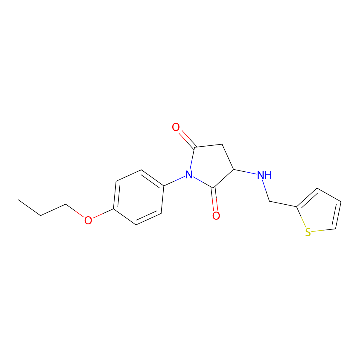 1-(4-Propoxyphenyl)-3-[(thiophen-2-ylmethyl)amino]pyrrolidine-2,5-dione molecular structure, CAS 1009227-43-3