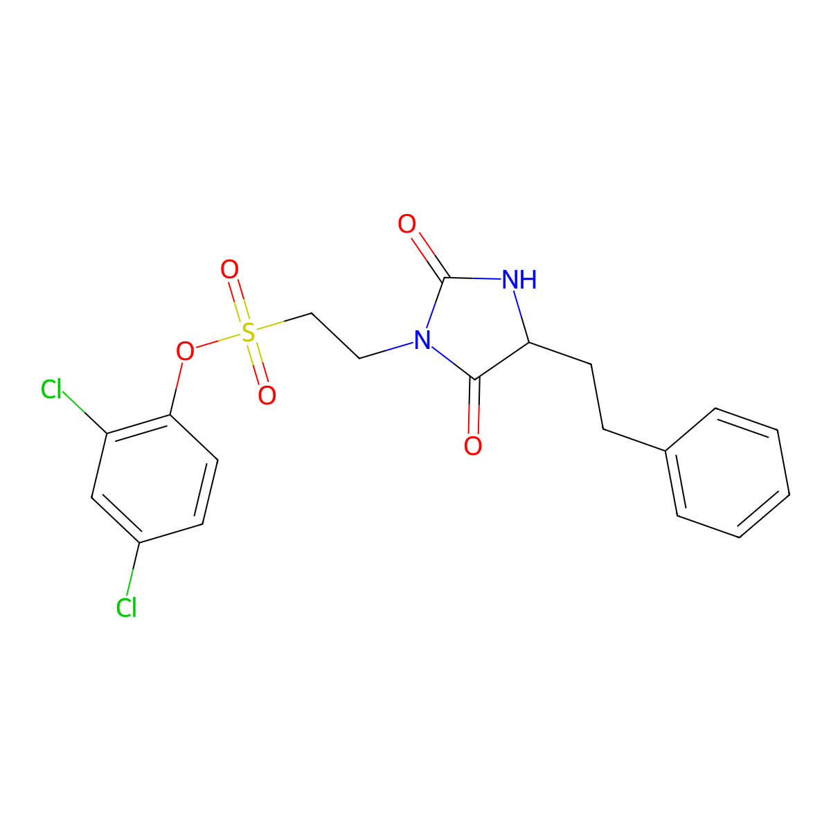 2,4-Dichlorophenyl 2-(2,5-dioxo-4-phenethylimidazolidin-1-yl)ethanesulfonate molecular structure, CAS 1009229-11-1