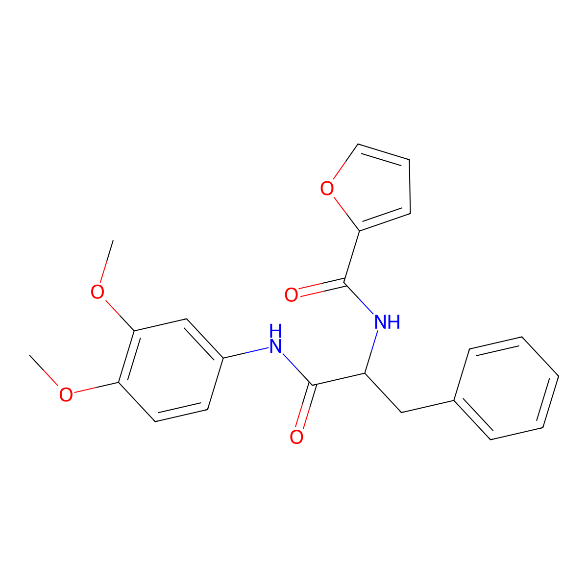 N-[1-(3,4-dimethoxyanilino)-1-oxo-3-phenylpropan-2-yl]furan-2-carboxamide molecular structure, CAS 1009229-44-0