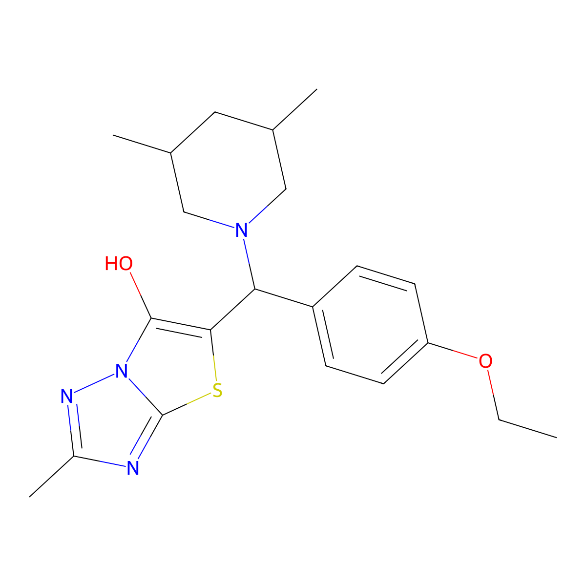 5-((3,5-Dimethylpiperidin-1-yl)(4-ethoxyphenyl)methyl)-2-methylthiazolo[3,2-b][1,2,4]triazol-6-ol molecular structure, CAS 1009230-52-7