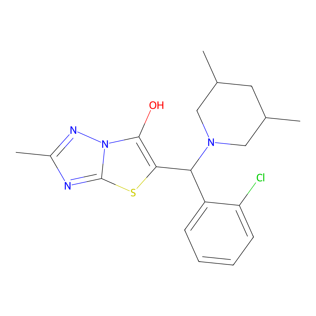 5-((2-Chlorophenyl)(3,5-dimethylpiperidin-1-yl)methyl)-2-methylthiazolo[3,2-b][1,2,4]triazol-6-ol molecular structure, CAS 1009230-54-9