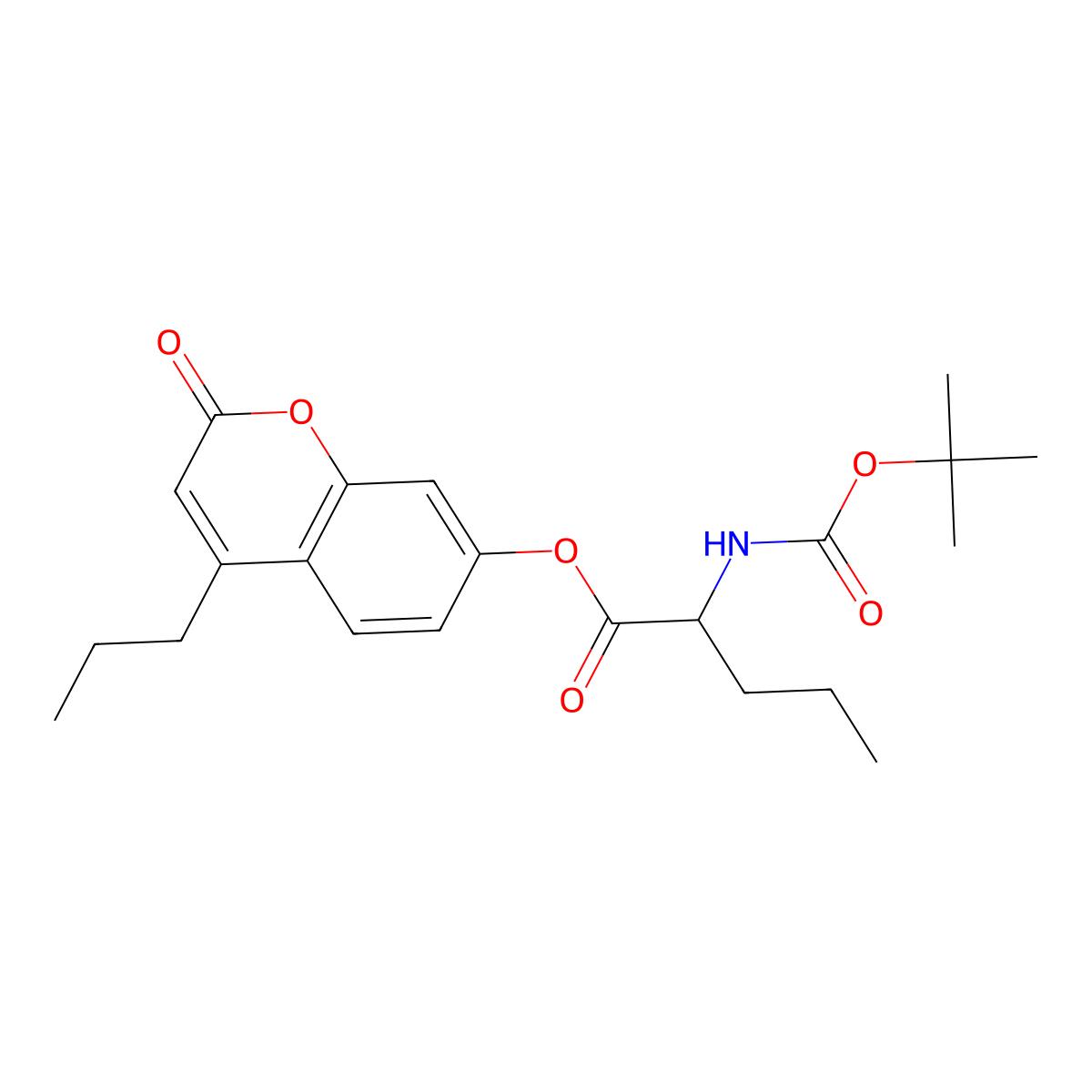 2-oxo-4-propyl-2H-chromen-7-yl N-(tert-butoxycarbonyl)norvalinate molecular structure, CAS 1009232-13-6