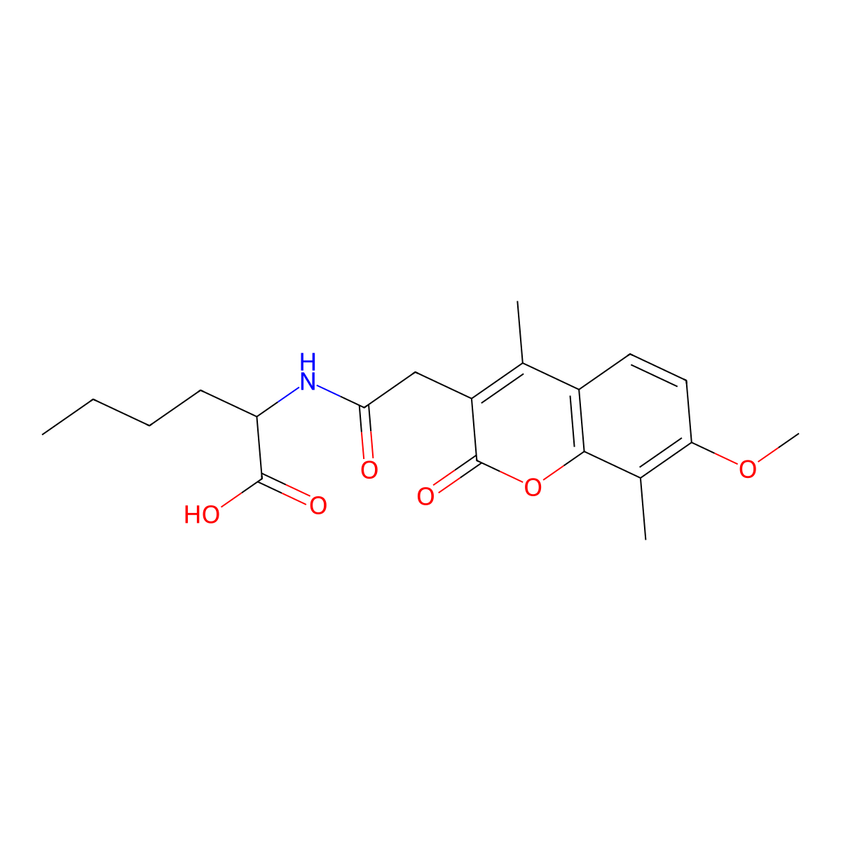 N-[(7-methoxy-4,8-dimethyl-2-oxo-2H-chromen-3-yl)acetyl]norleucine molecular structure, CAS 1009232-36-3