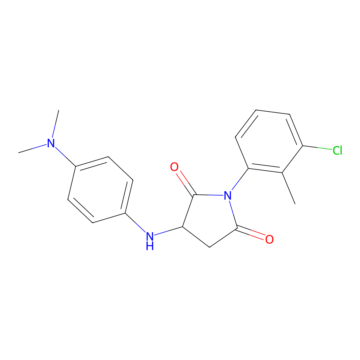 1-(3-Chloro-2-methylphenyl)-3-((4-(dimethylamino)phenyl)amino)pyrrolidine-2,5-dione molecular structure, CAS 1009234-21-2