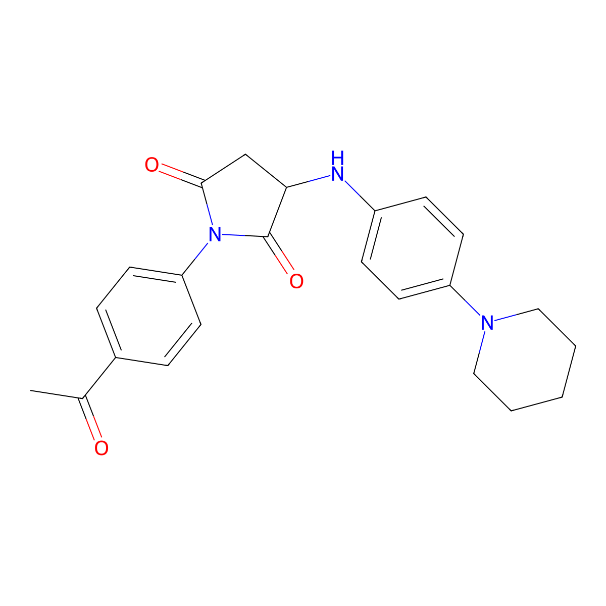 1-(4-Acetylphenyl)-3-((4-(piperidin-1-yl)phenyl)amino)pyrrolidine-2,5-dione molecular structure, CAS 1009234-29-0