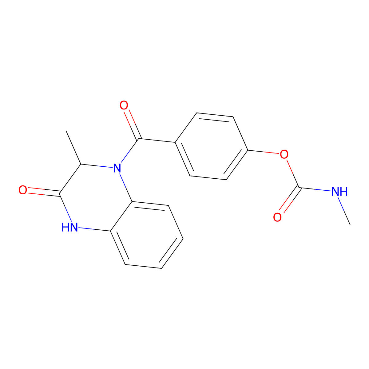 4-{[2-methyl-3-oxo-3,4-dihydro-1(2H)-quinoxalinyl]carbonyl}phenyl N-methylcarbamate molecular structure, CAS 1009235-34-0