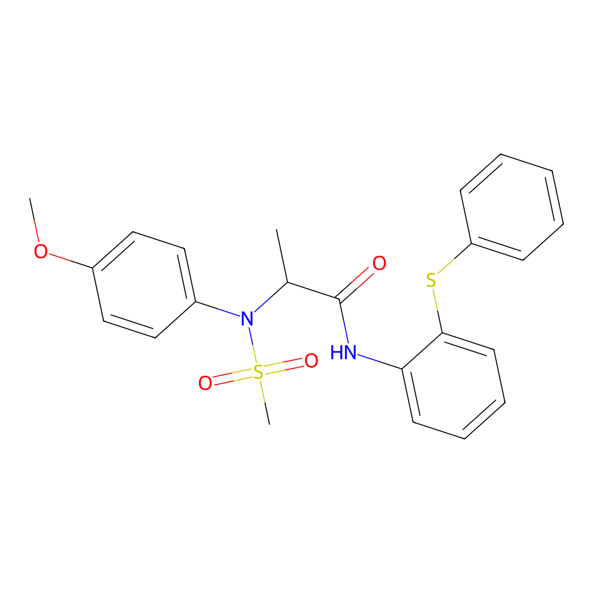 2-(4-methoxy-N-methylsulfonylanilino)-N-(2-phenylsulfanylphenyl)propanamide molecular structure, CAS 1009235-74-8
