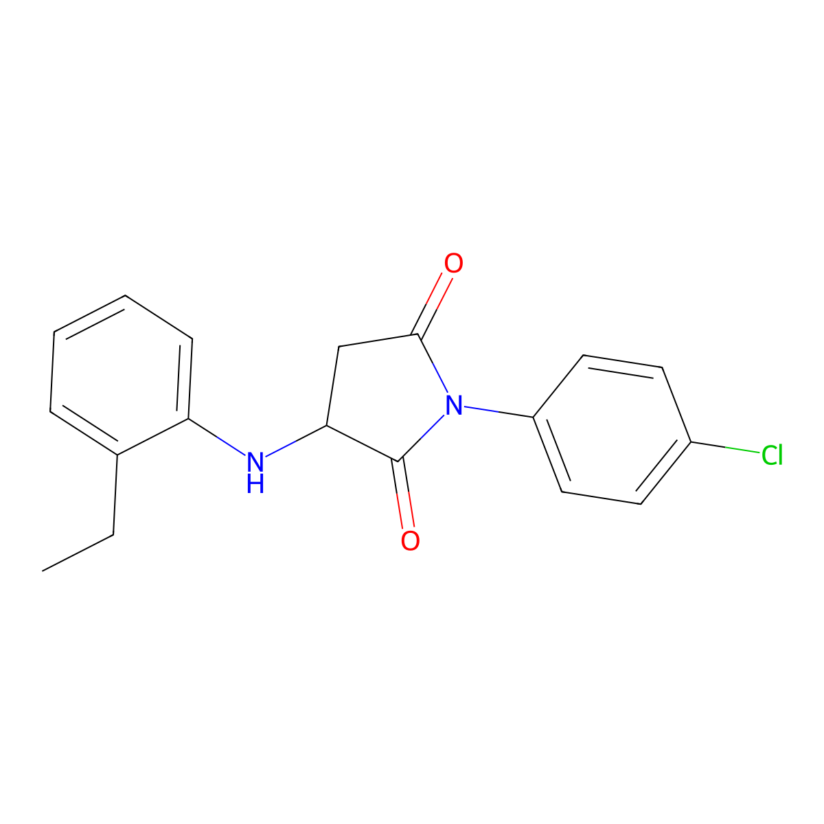 1-(4-Chlorophenyl)-3-[(2-ethylphenyl)amino]azolidine-2,5-dione molecular structure, CAS 1009235-76-0