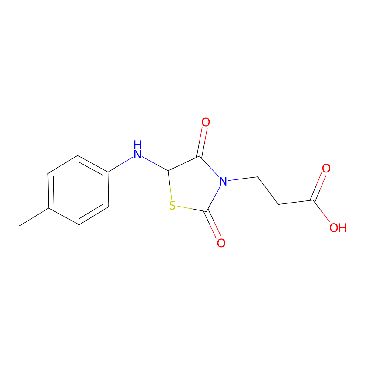 3-(2,4-Dioxo-5-p-tolylamino-thiazolidin-3-yl)-propionic acid molecular structure, CAS 1009235-86-2