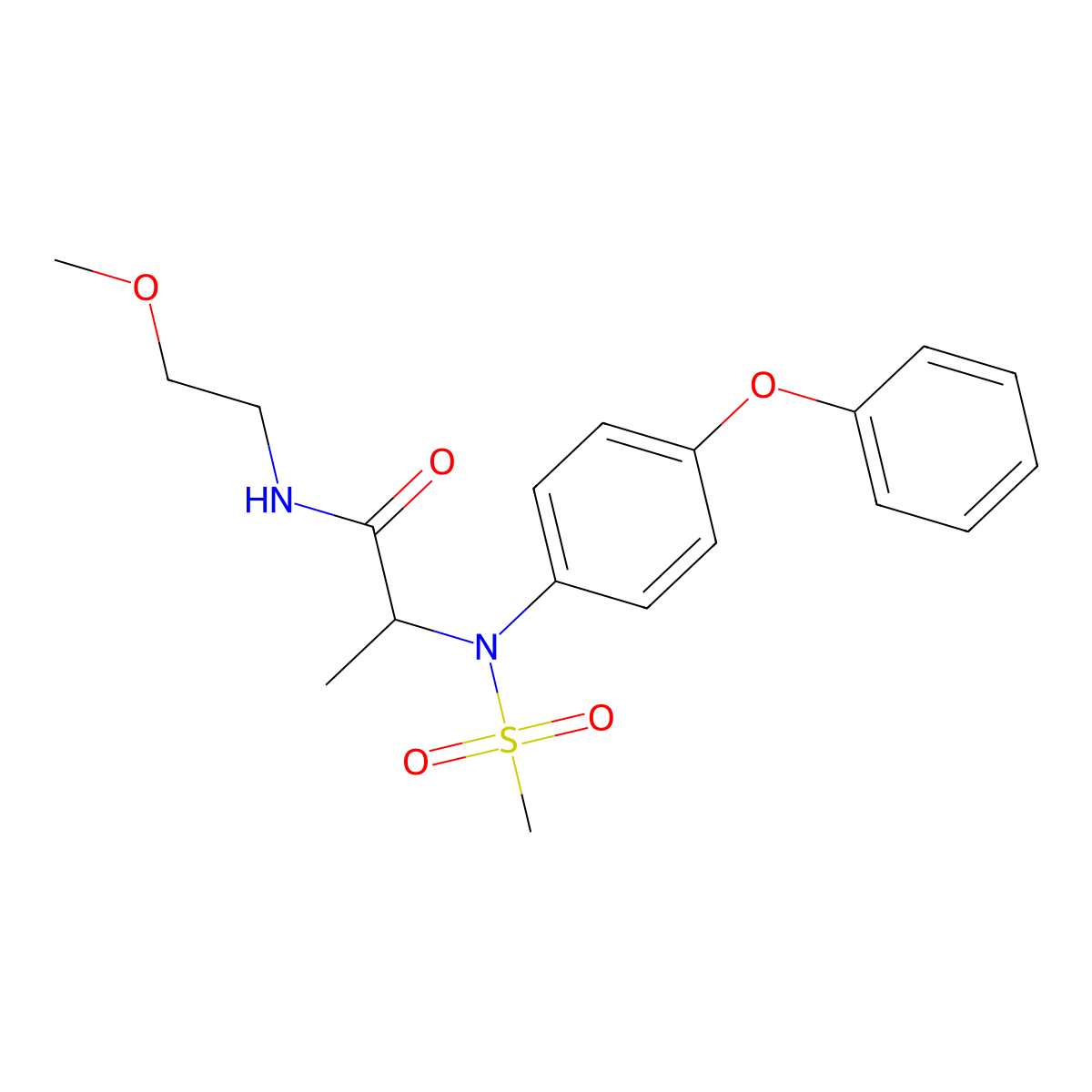 N-(2-methoxyethyl)-2-(N-methylsulfonyl-4-phenoxyanilino)propanamide molecular structure, CAS 1009235-90-8