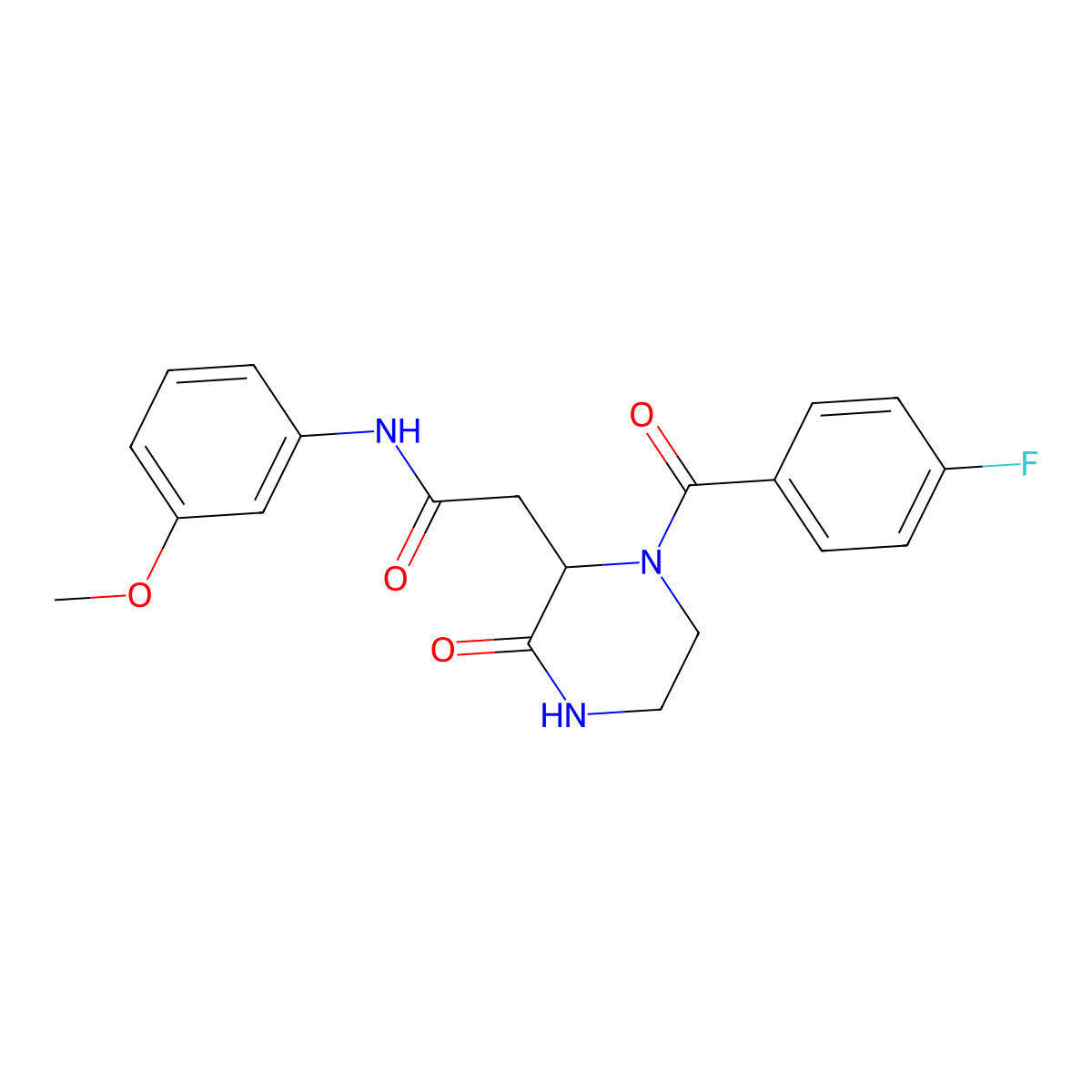 2-{1-[(4-fluorophenyl)carbonyl]-3-oxopiperazin-2-yl}-N-(3-methoxyphenyl)acetamide molecular structure, CAS 1009236-07-0