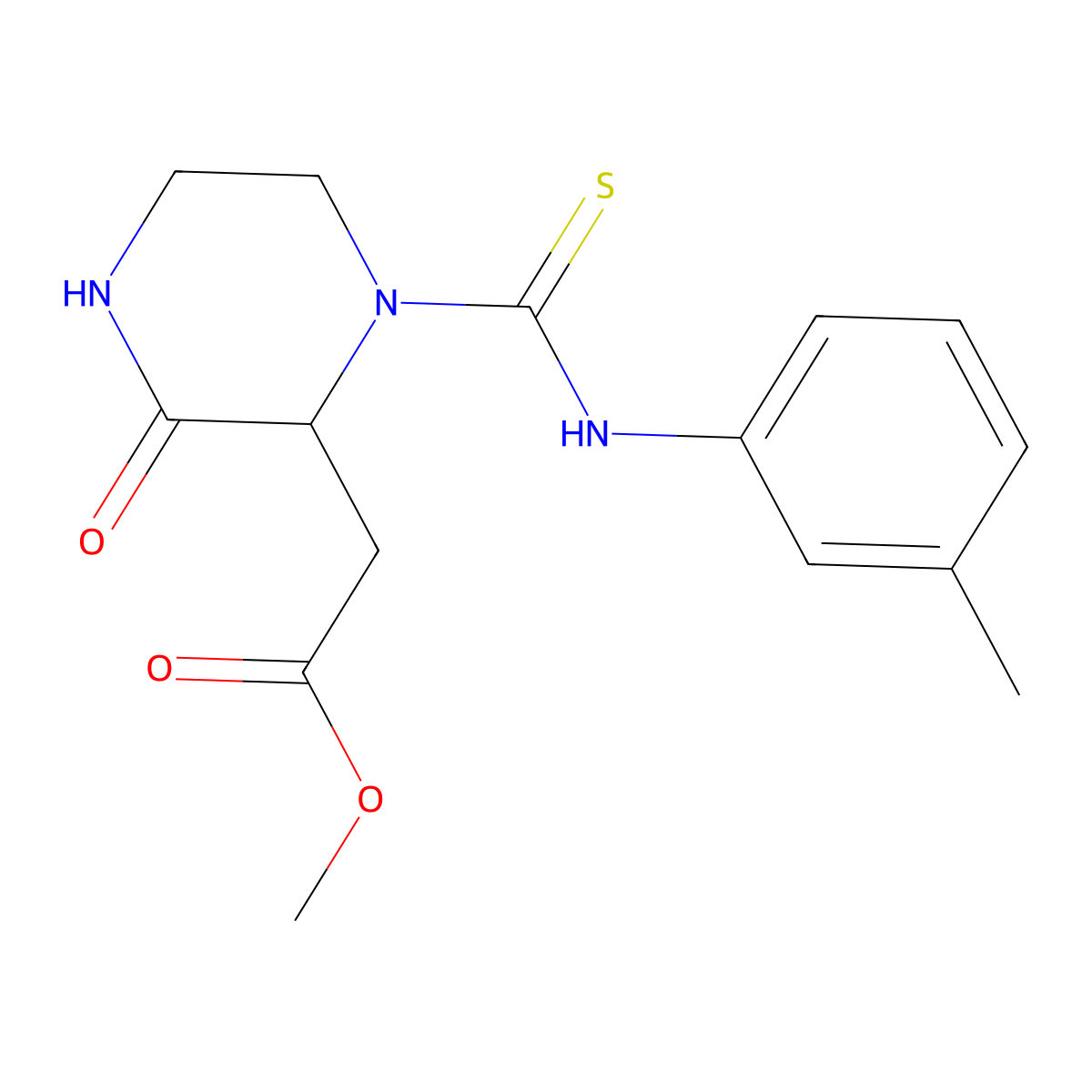 Methyl (1-{[(3-methylphenyl)amino]carbonothioyl}-3-oxo-2-piperazinyl)acetate molecular structure, CAS 1009236-31-0