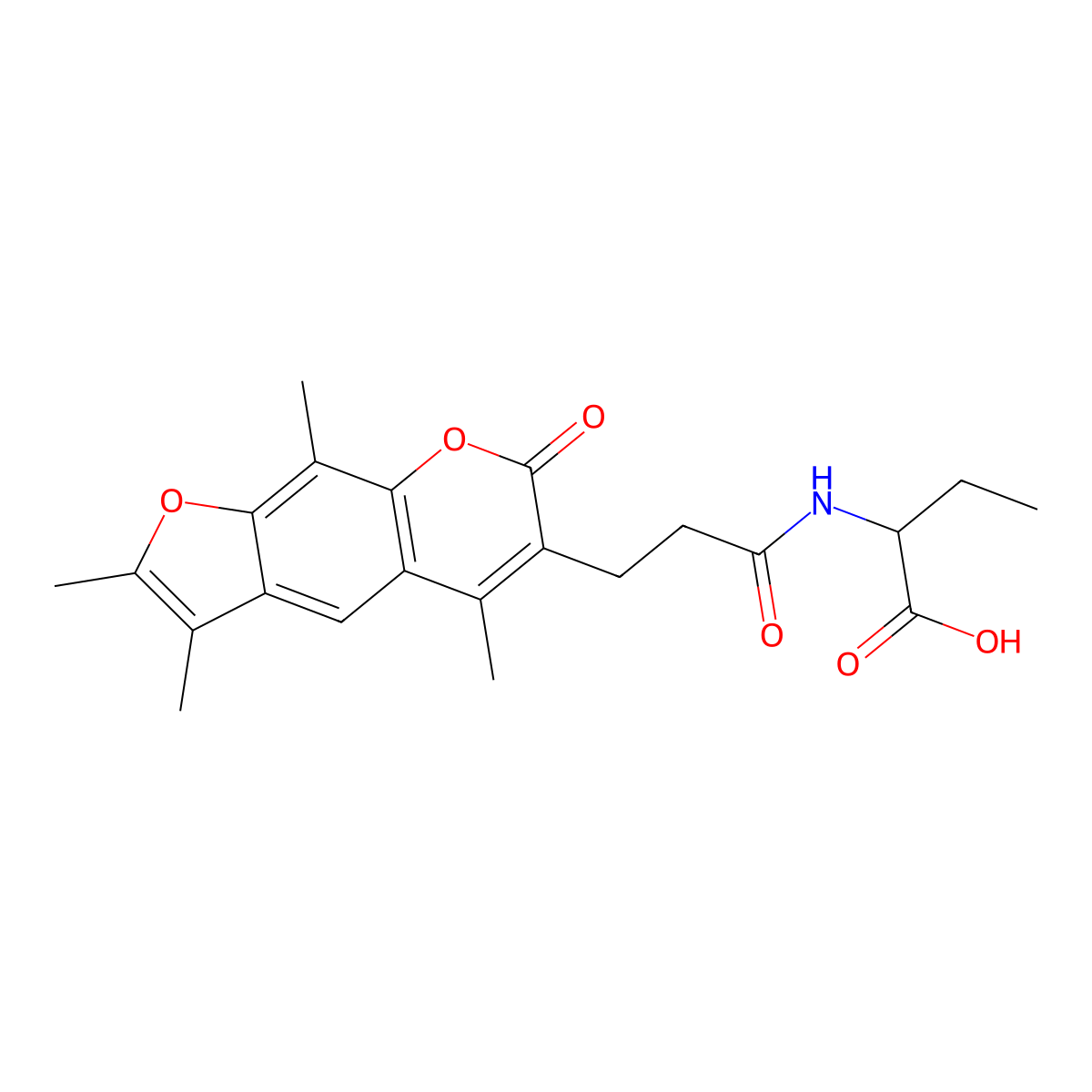2-{[3-(2,3,5,9-tetramethyl-7-oxo-7H-furo[3,2-g]chromen-6-yl)propanoyl]amino}butanoic acid molecular structure, CAS 1009236-97-8