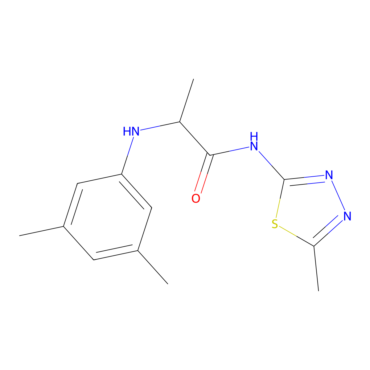 2-(3,5-Dimethyl-phenylamino)-N-(5-methyl-[1,3,4]thiadiazol-2-yl)-propionamide molecular structure, CAS 1009239-27-3