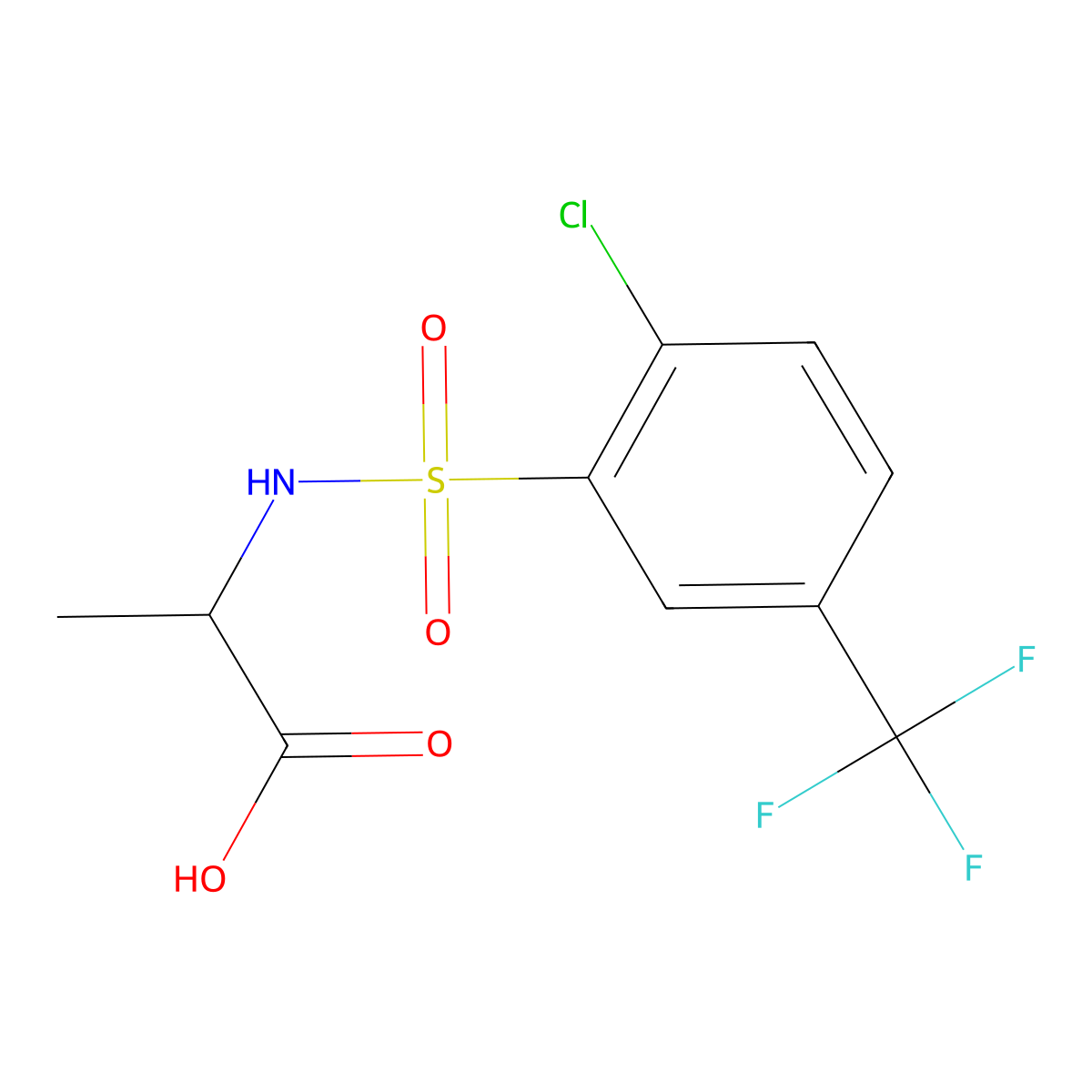 2-[2-Chloro-5-(trifluoromethyl)benzenesulfonamido]propanoic acid molecular structure, CAS 1009240-89-4