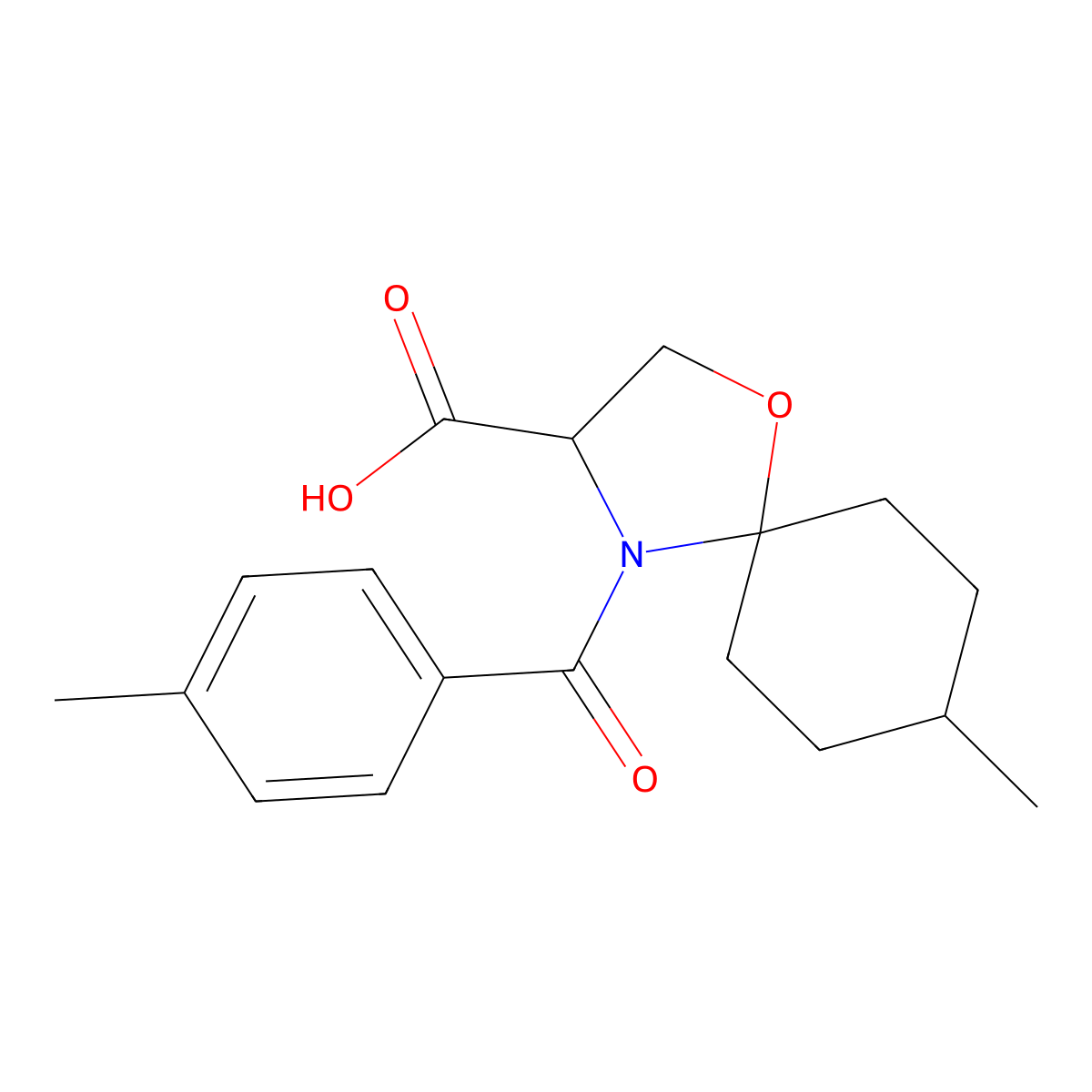 8-Methyl-4-(4-methylbenzoyl)-1-oxa-4-azaspiro[4.5]decane-3-carboxylic acid molecular structure, CAS 1009242-00-5