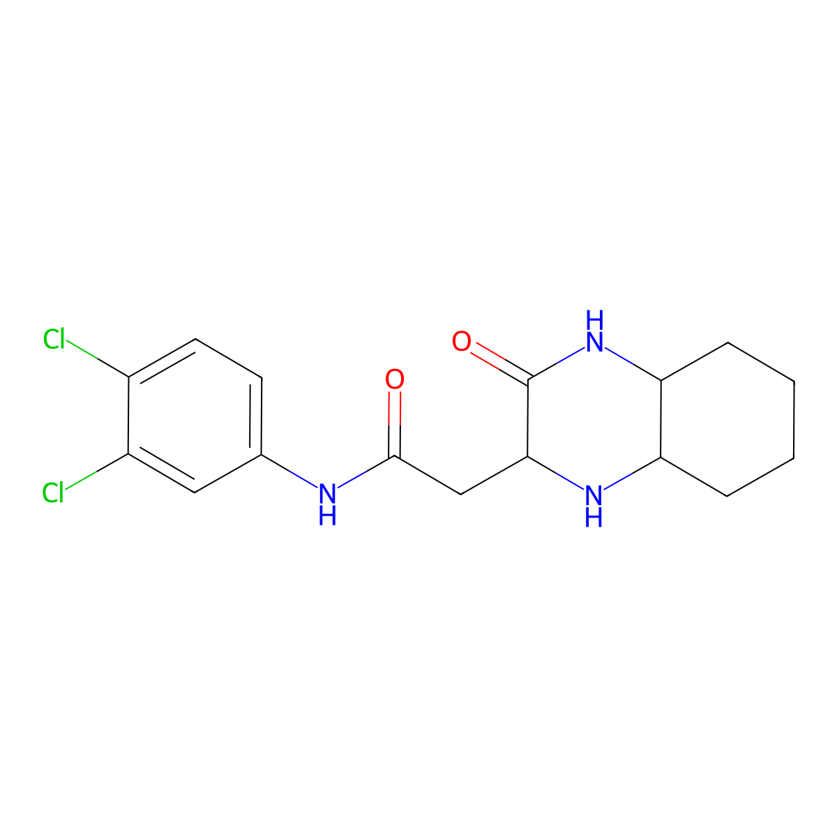 N-(3,4-dichlorophenyl)-2-(3-oxodecahydroquinoxalin-2-yl)acetamide molecular structure, CAS 1009243-31-5