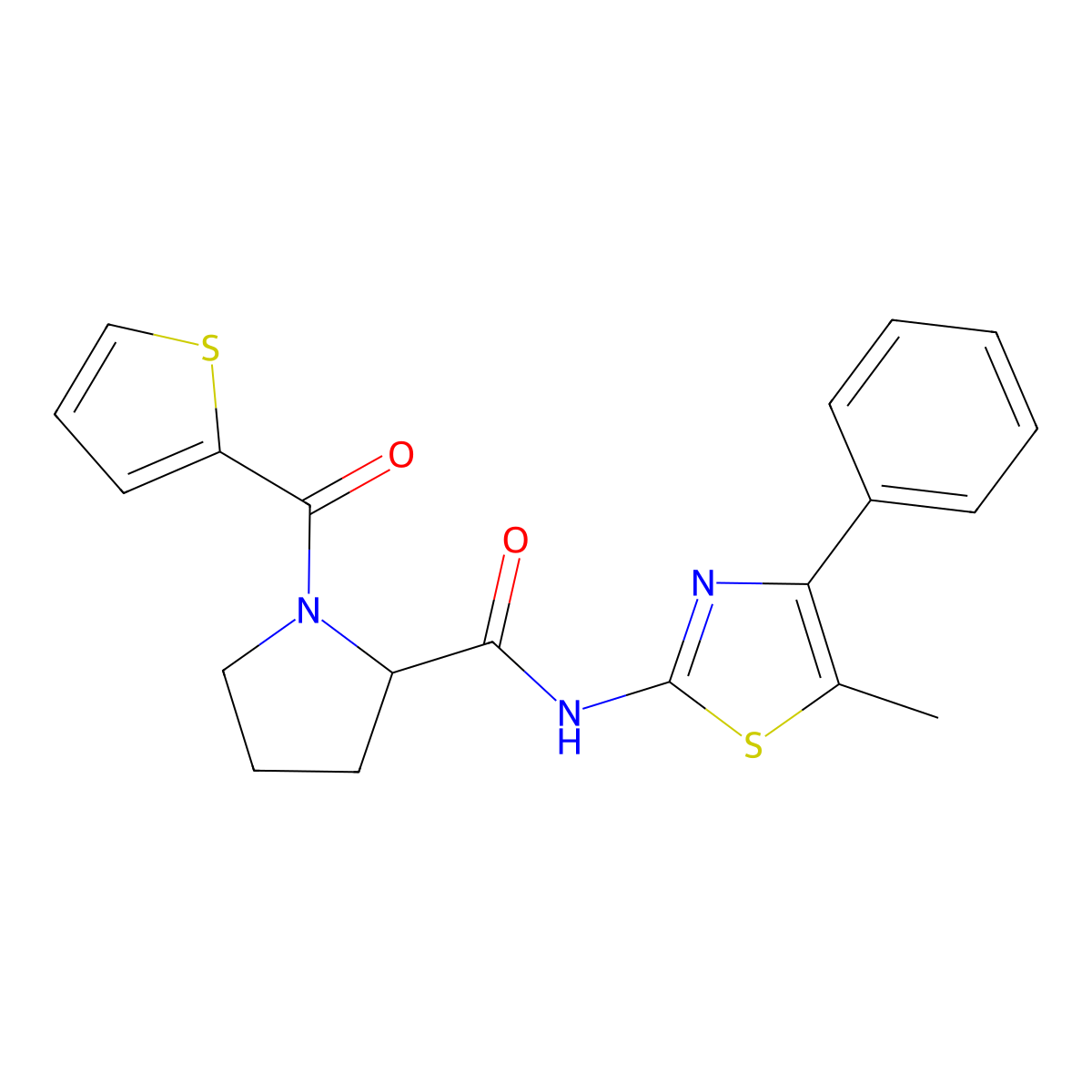 N-(5-Methyl-4-phenyl-2-thiazolyl)-1-(2-thienylcarbonyl)-2-pyrrolidinecarboxamide molecular structure, CAS 1009243-73-5
