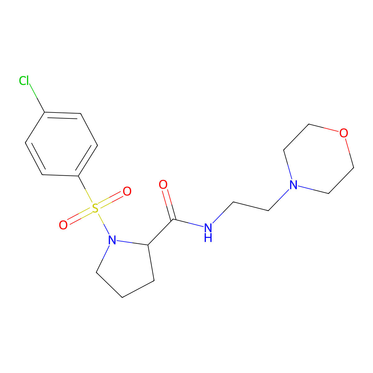 1-[(4-chlorophenyl)sulfonyl]-N-[2-(4-morpholinyl)ethyl]-2-pyrrolidinecarboxamide molecular structure, CAS 1009244-03-4