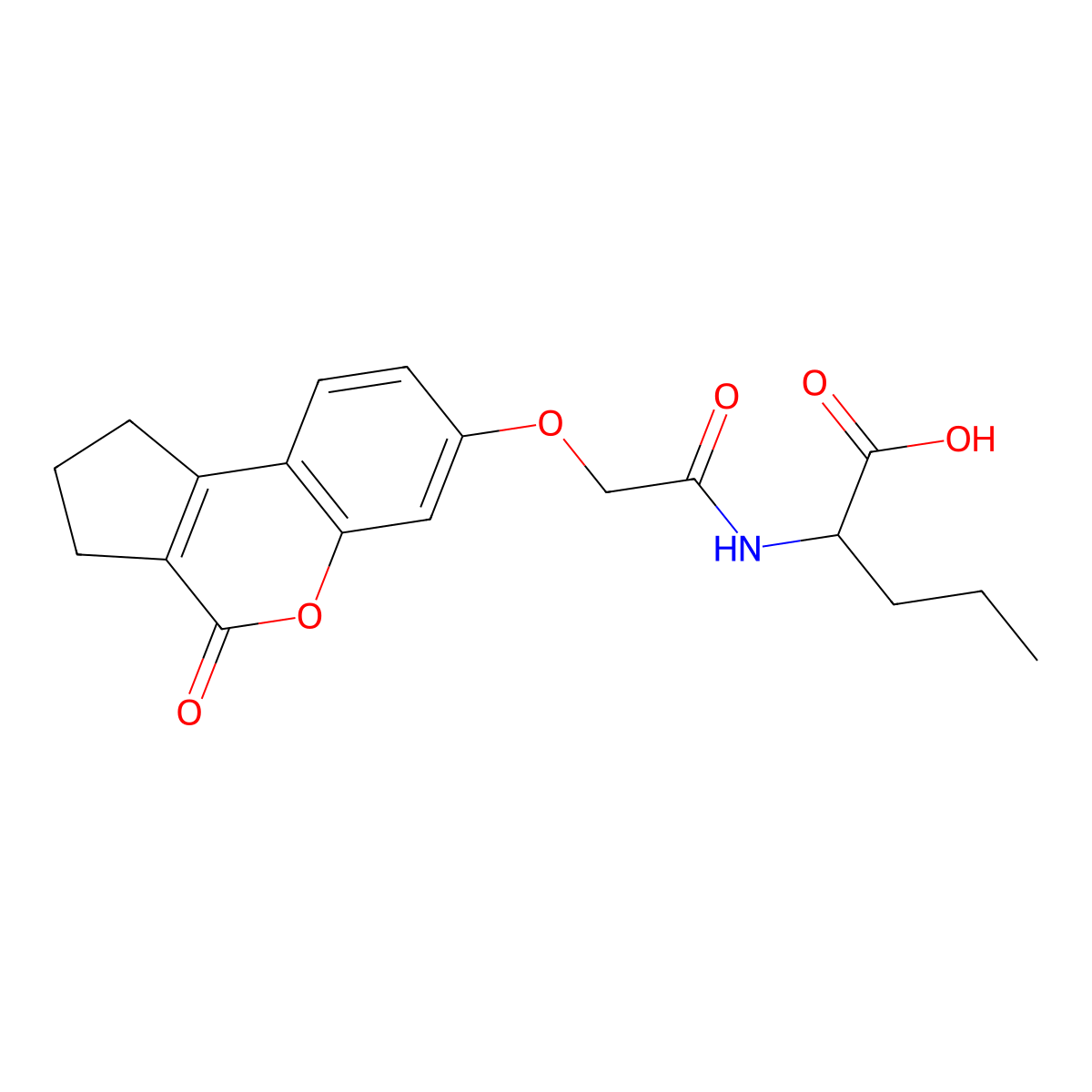 N-{[(4-oxo-1,2,3,4-tetrahydrocyclopenta[c]chromen-7-yl)oxy]acetyl}norvaline molecular structure, CAS 1009244-32-9