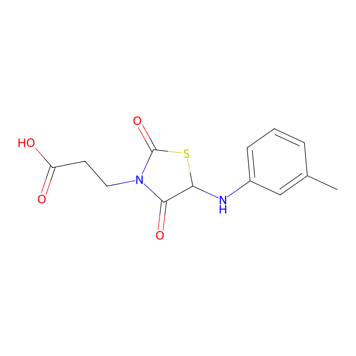 3-(2,4-Dioxo-5-m-tolylamino-thiazolidin-3-yl)-propionic acid molecular structure, CAS 1009244-38-5