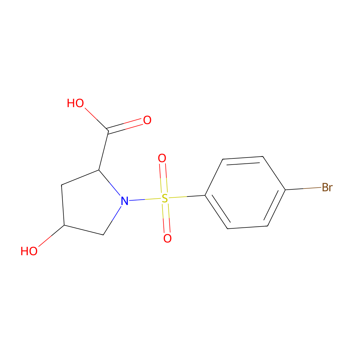 1-(4-Bromobenzenesulfonyl)-4-hydroxypyrrolidine-2-carboxylic acid molecular structure, CAS 1009244-87-4