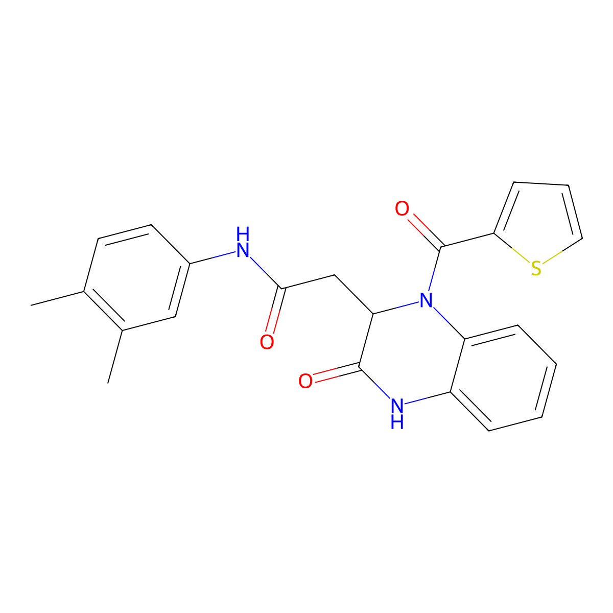 N-(3,4-dimethylphenyl)-2-[3-oxo-1-(thiophen-2-ylcarbonyl)-1,2,3,4-tetrahydroquinoxalin-2-yl]acetamide molecular structure, CAS 1009245-53-7